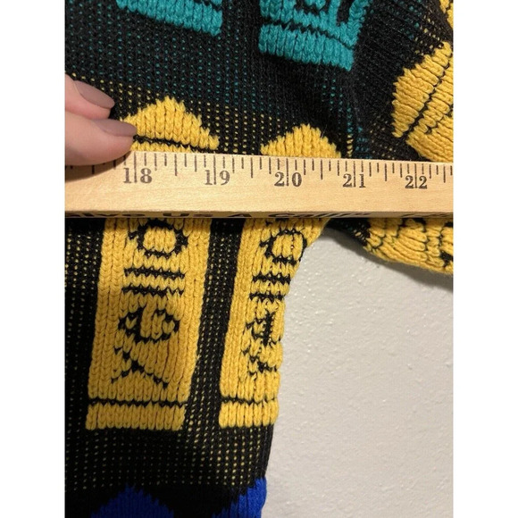 Vintage Knitted Sweater Crayons - Red Blue Yellow Green - Size M - Picture 5 of 5